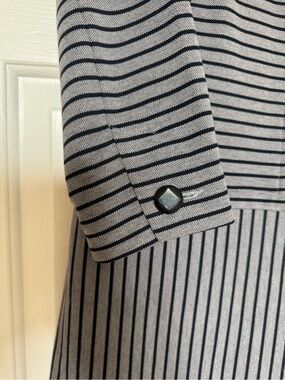 CAbi Black and White Striped Long Sleeve Jacket